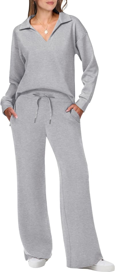 Briar - Lässiger Pullover & Hose - Reise - & Lounge - Set - Sets - Grau - Müller Mode