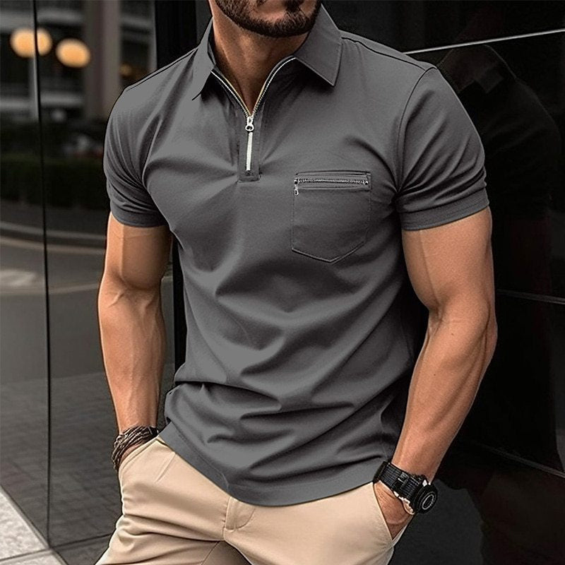Johannes Polo mit Reißverschluss - Polos - Grau - Müller Mode