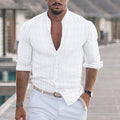 Rüdiger Hemd mit Streifenmuster und V - Ausschnitt - Casual Shirts - Weiß - Müller Mode